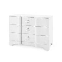 Additional view of Bardot Large Drawer in white and silver, featuring lacquered finish and three storage drawers.