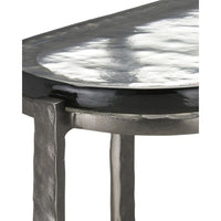 Alternate view of Acea Graphite Side Table, featuring hammered finish, cast glass, cast aluminum, and narrow footprint.