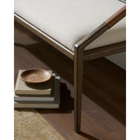 Additional view of Atra Bench in ivory and medium brown, featuring matte finish and fixed arms.