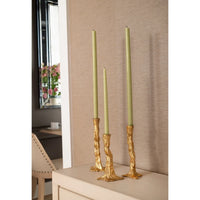 Branch Set of 3 Candlesticks, Gold Leaf