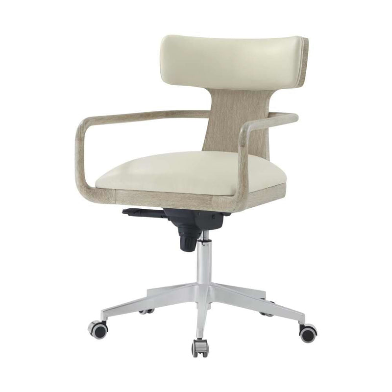 Alternate view of Repose Wooden Upholstered Study Chair in cream and light oak.