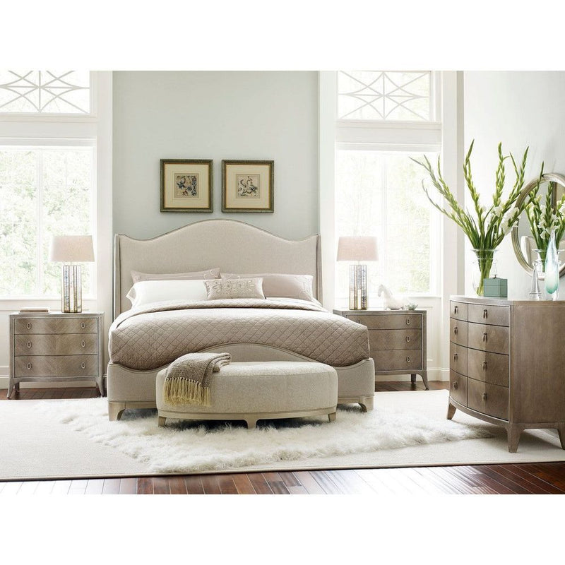 Alternate view of Silva Nightstand, featuring gray-washed finish, wood, metal, and three drawers.