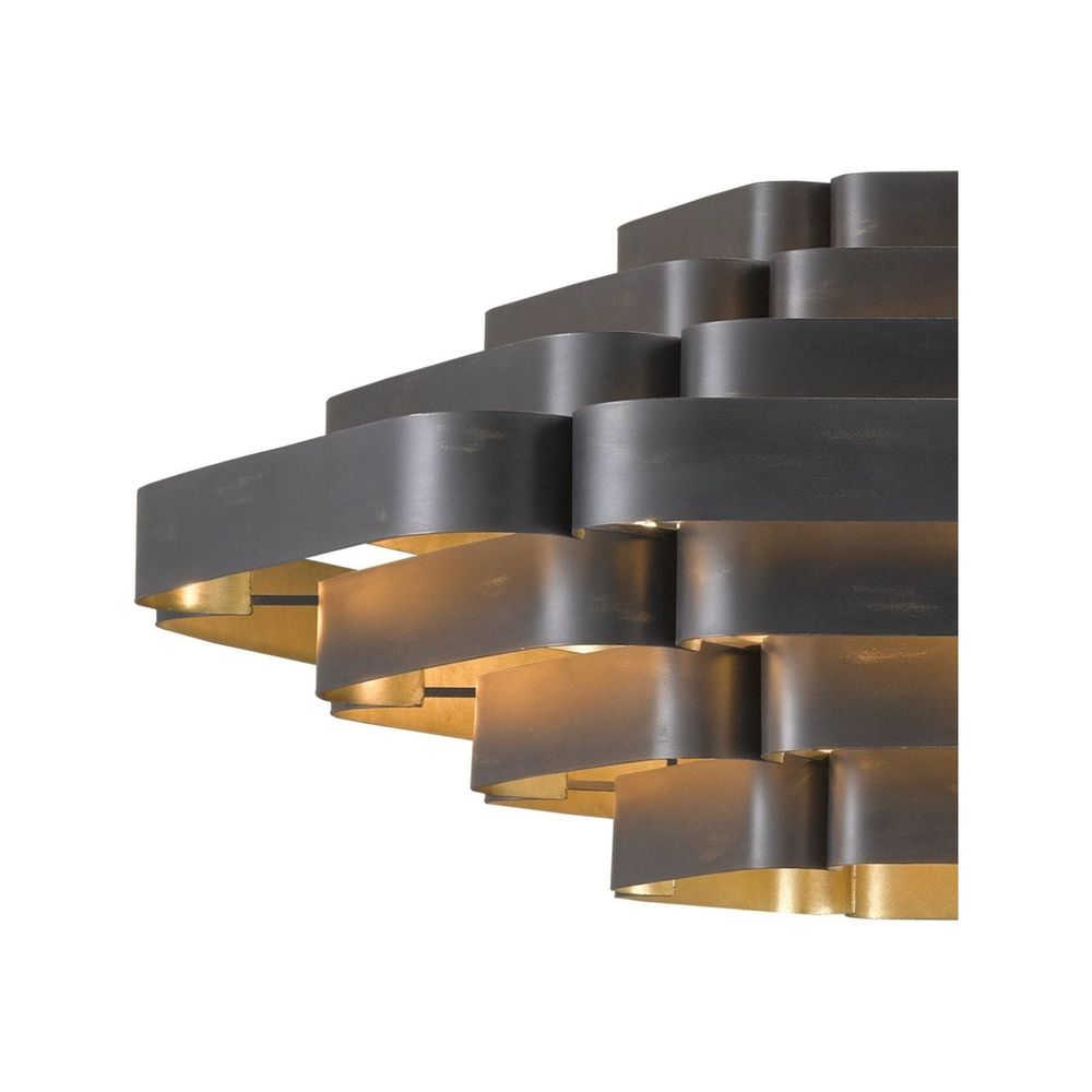 Alternate view of Bailey Black Chandelier, featuring gold leaf interior, metal, and chain-hung ceiling suspension.