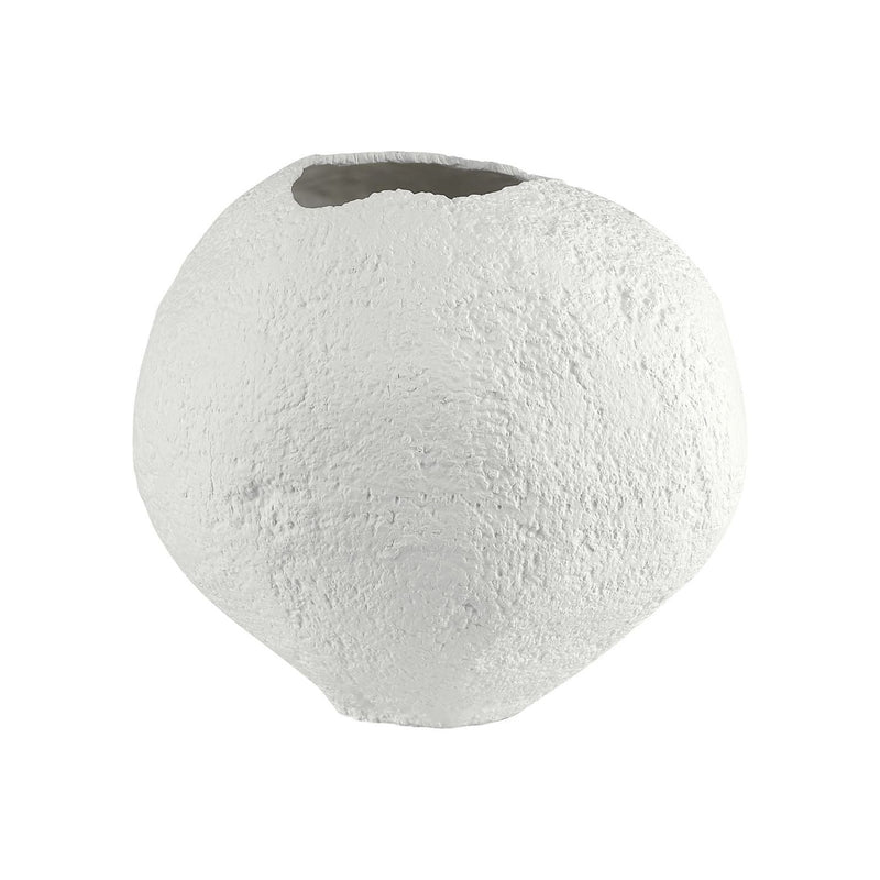 Selene Vase, shown in white with porcelain and open-top vessel with wide irregular mouth for stems or branches.