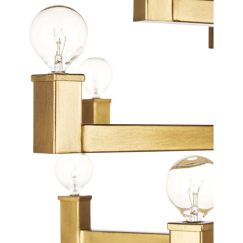 Alternate view of Andre Medium Brass Chandelier, featuring brushed finish, brass, metal, and chain-hung ceiling suspension.