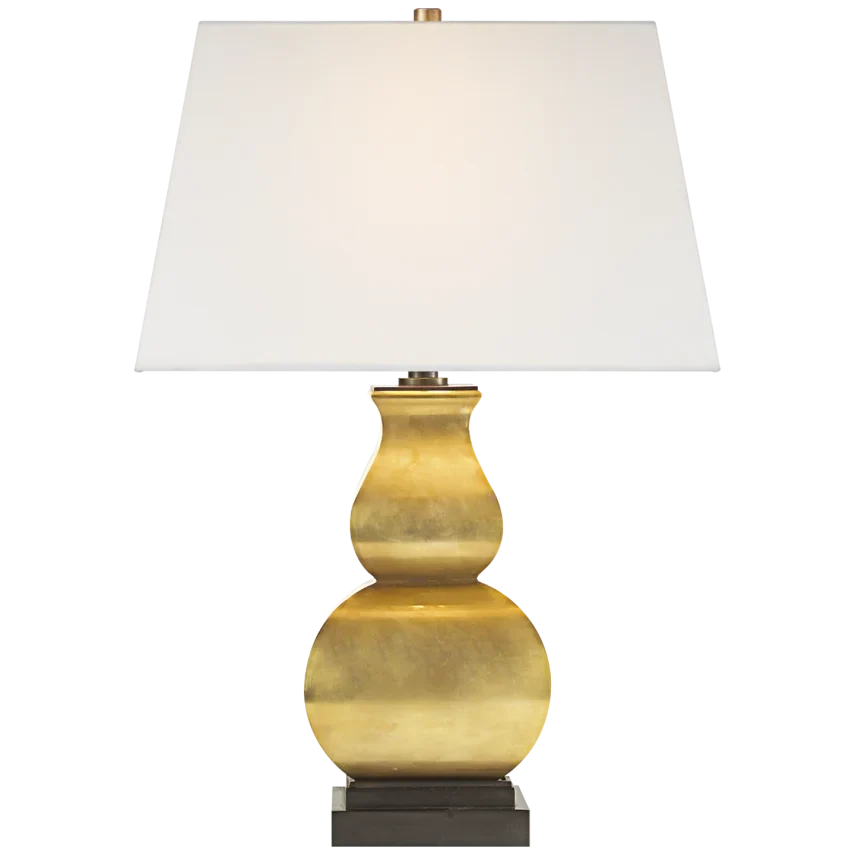 Additional view of Falcon Table Lamp in gold and white.