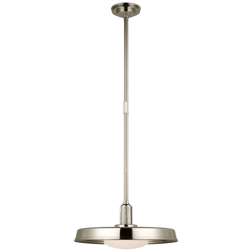 Additional view of Rodey 18" Factory Pendant, featuring polished nickel finish, metal, glass, and a ceiling canopy mount.