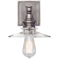 Alternate view of Cavelleine Shield Sconce, featuring dark bronze finish, metal, glass, and a square wall-mount backplate.