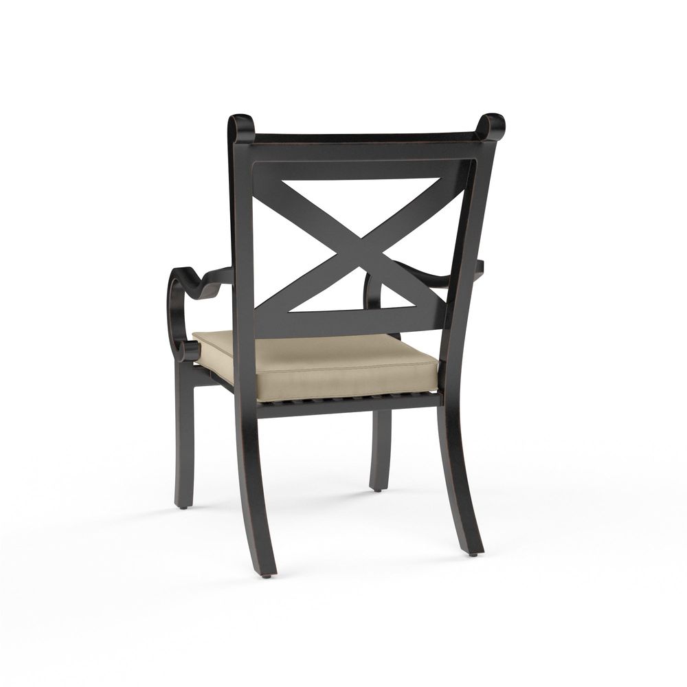 Additional view of Monterey Dining Chair in Linen Stone w/ Selt Welt in dark espresso and charcoal black.