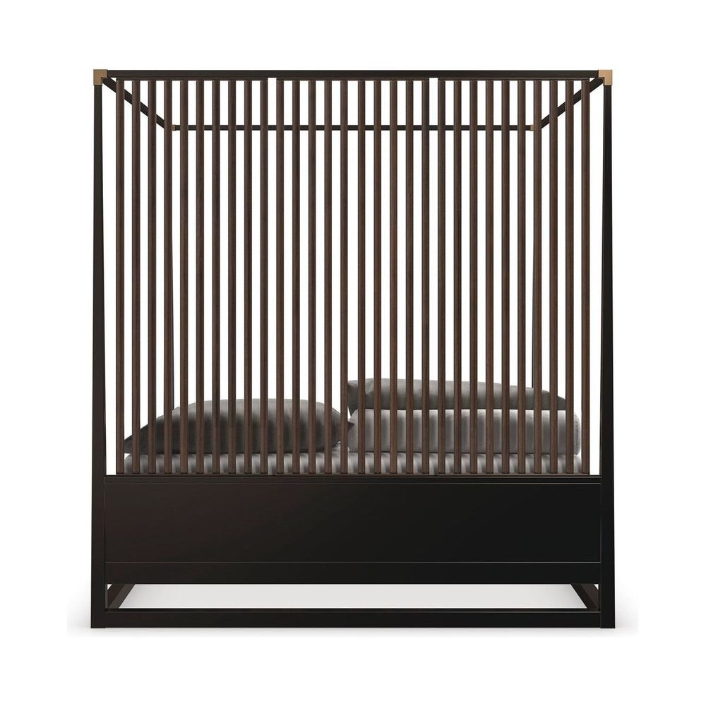 Additional view of Striation Canopy Bed, featuring matte frame finish, wood, metal, and four-poster canopy frame.