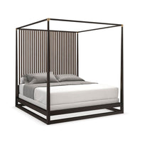 Alternate view of Striation Canopy Bed, featuring matte frame finish, wood, metal, and four-poster canopy frame.