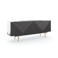 Additional view of Precipice Sideboard in charcoal gray and white, featuring matte lacquer and multi-door enclosed storage.