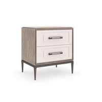 Additional view of Awe-Struck in white and grey, featuring painted drawer fronts and two stacked drawers.