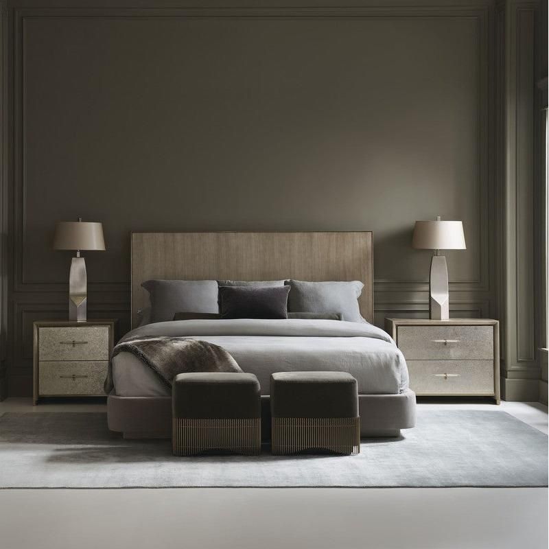Alternate view of Suspend Small Nightstand in beige and light taupe.
