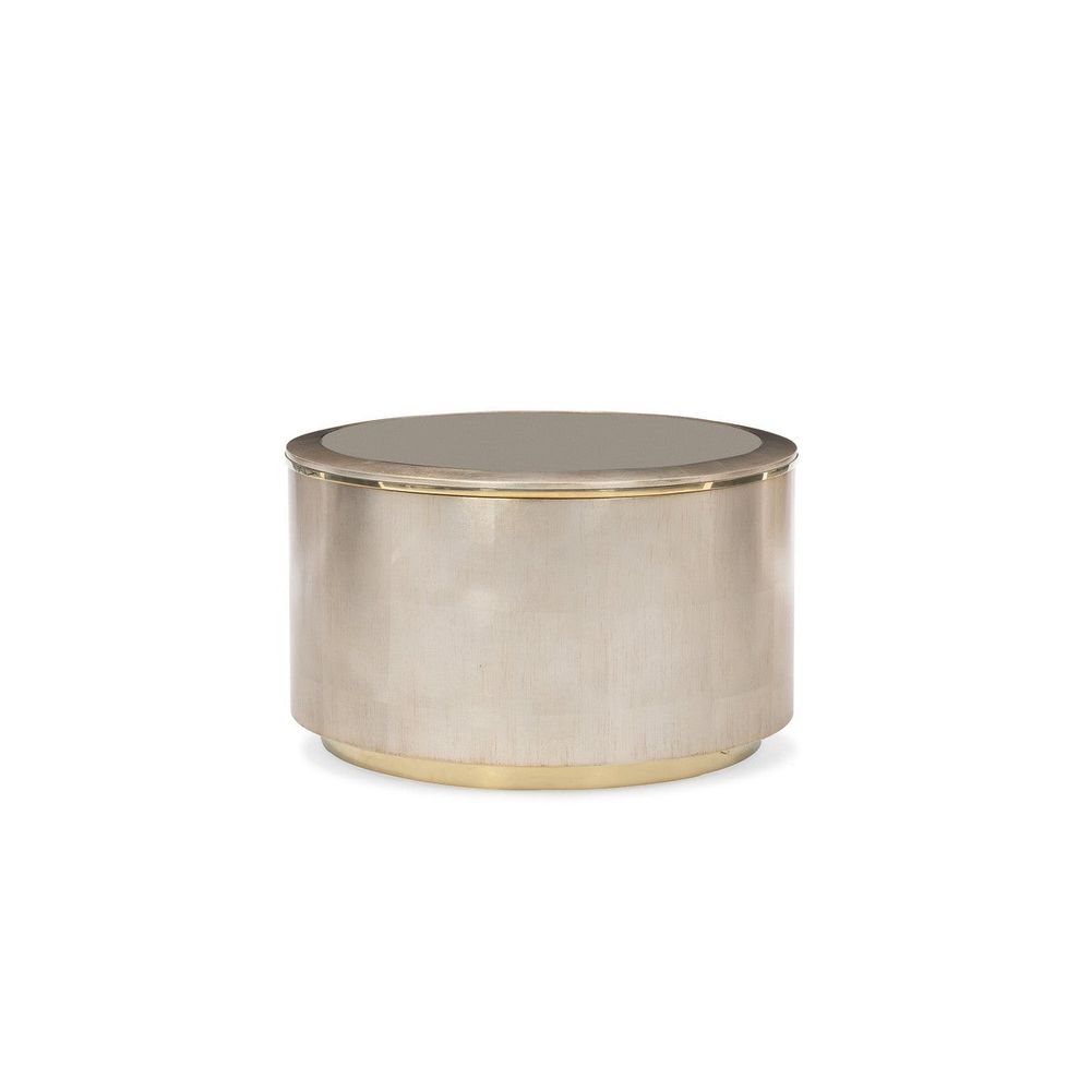 Orbit Bunching Accent Table, shown in champagne and brushed gold with metal and mirrored glass.