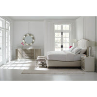 Additional view of Lucidity in white and light gray, featuring painted finish and three stacked drawers.