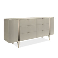 Enamor 78, shown in warm beige and champagne with wood or wood composite and metal.