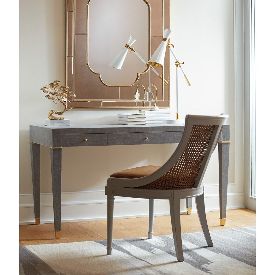 Claudette Desk, Washed Winter Gray, Brass