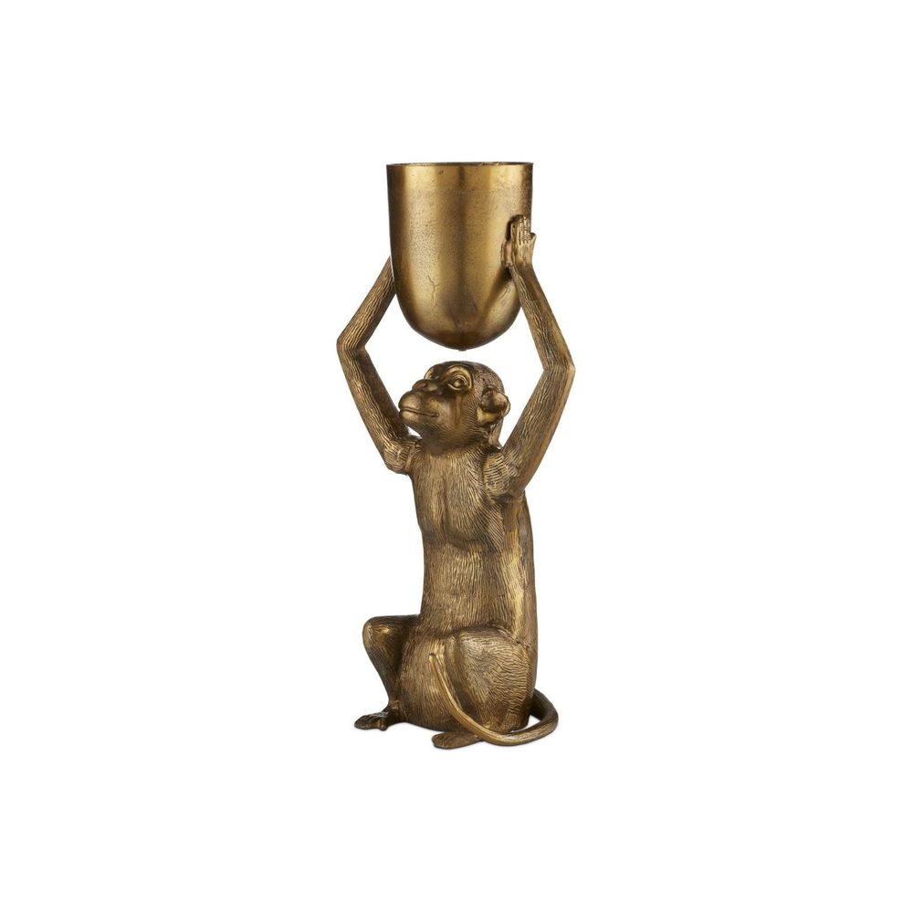 Additional view of Abu Gold Planter, featuring textured metal finish, cast aluminum, and integrated overhead cup planter.