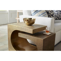 Alternate view of Dali Side Table, featuring textured finish, brass, metal, and a cantilevered top.