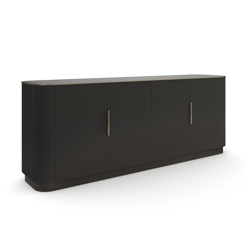 Love Sideboard 84, shown in black and charcoal with wood, metal, and four-door cabinet storage.