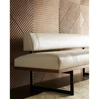 Additional view of Rory Bench Ivory Leather in ivory and cream.