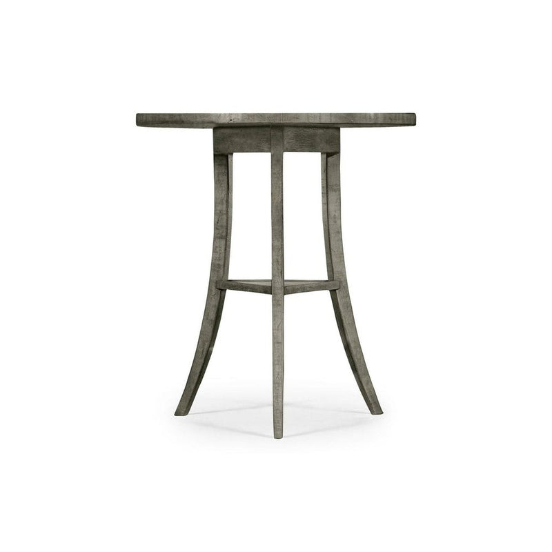 Alternate view of Casual Round Lamp Table, featuring distressed, wood, and round tabletop.