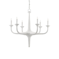 Albion White Chandelier, shown in white with metal, gesso, and chain-hung ceiling suspension.