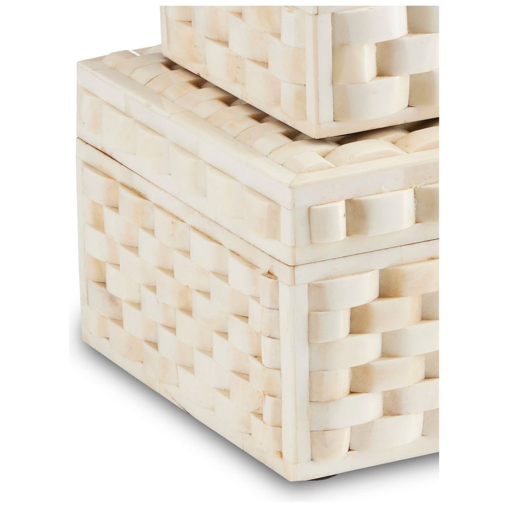 Alternate view of Felice Box Set of 2, featuring inlaid mosaic finish, bone inlay, wood, and lidded storage compartments.