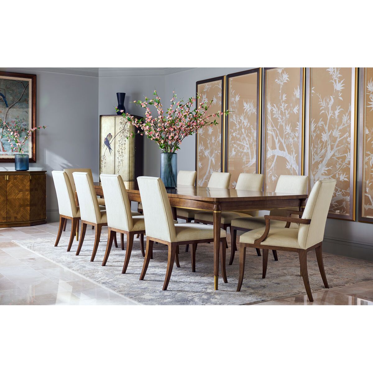 Alternate view of Toulouse Extension Dining Table in medium brown and warm walnut brown.