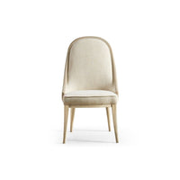 Water Dining Side Chair, shown in cream and light natural wood with fabric, wood, and armless side chair.