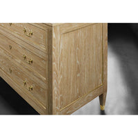 Additional view of French Three Drawer Commode-Oak, featuring gilt metal ferrules, oak, brass, and three full-width drawers.
