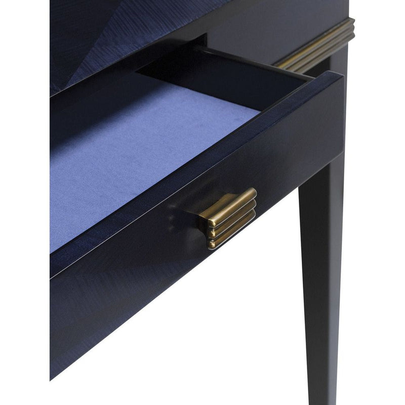 Alternate view of Kallista Blue Writing Desk in navy blue and black.