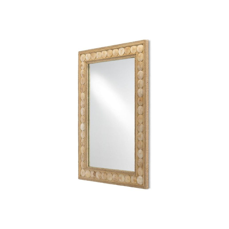 Alternate view of Buko Rectangular Mirror in beige and tan with vertical rectangle with continuous circular-disc border.