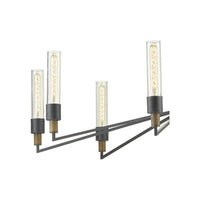 Alternate view of Delgado Black Chandelier, featuring natural wood finish, metal, glass, and chain-hung ceiling suspension.