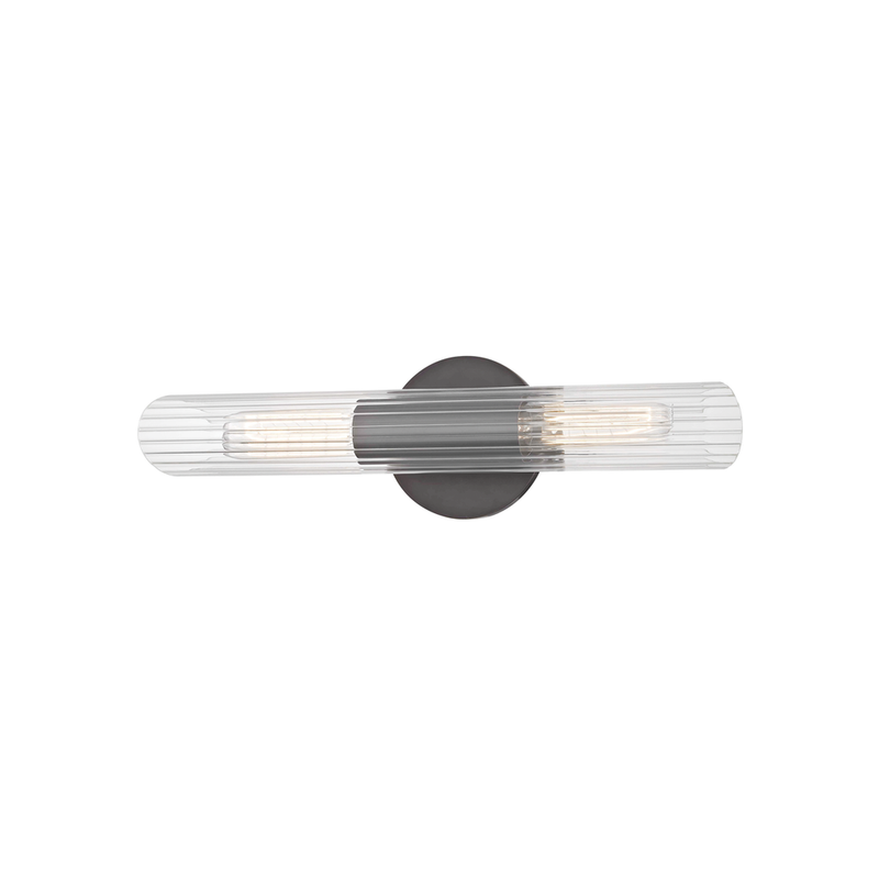 Alternate view of Cecily 2 Light Small Wall Sconce in clear and aged brass.