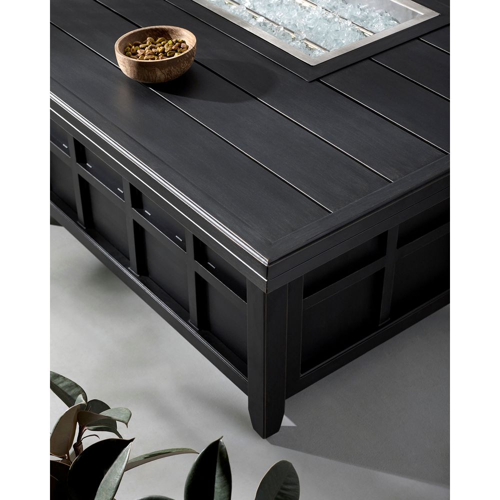 Alternate view of Fairborn Fire Table in black and silver.
