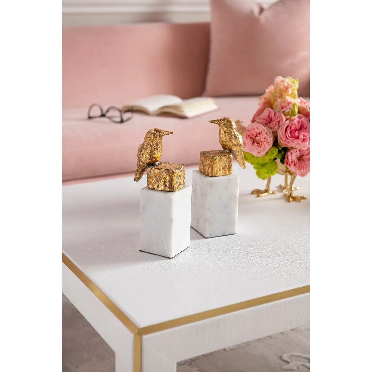 Finch Statue (Pair), Gold Leaf