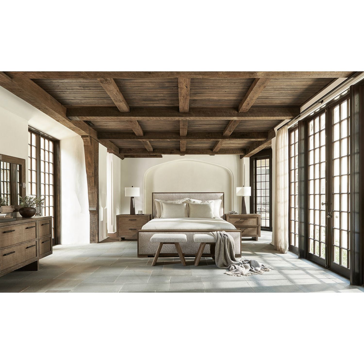 Casa Paros Nightstand with Woven Drawer Fronts