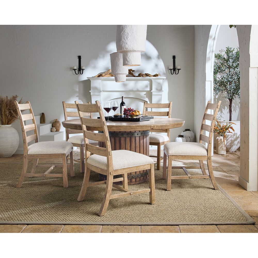 Alternate view of Vineyard Row Ladderback Side Chair, featuring matte finish, wood, fabric, and armless side chair.