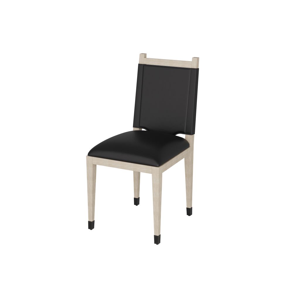 Additional view of Thistlewood Dining Chair in black and light beige, featuring fixed four-leg base.