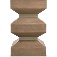 Sonnet Square End Table, shown in medium brown wood with wood and painted wood or metal accent bands.