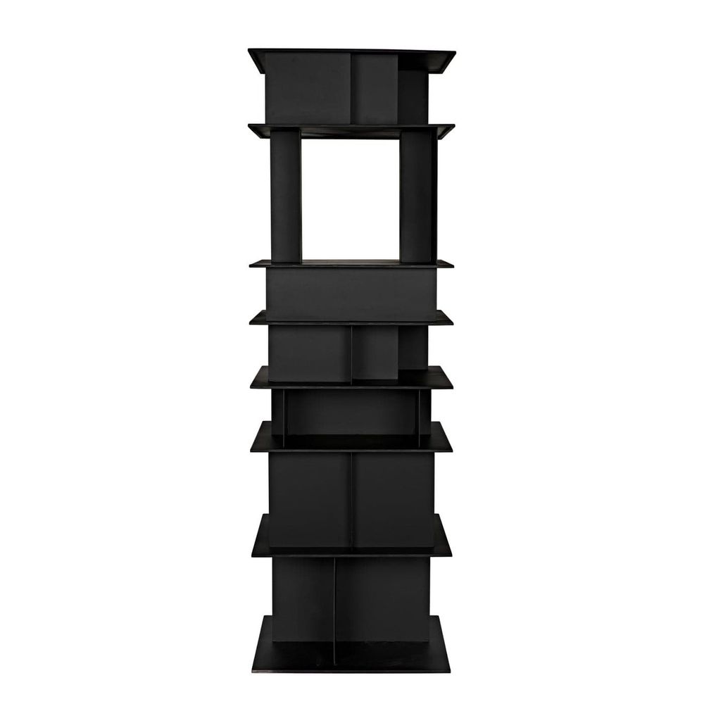 Alternate view of Pisa Shelf, featuring matte finish, steel, iron, and multiple open shelving tiers.