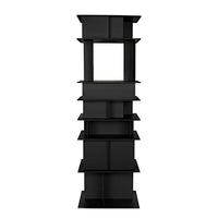 Alternate view of Pisa Shelf, featuring matte finish, steel, iron, and multiple open shelving tiers.