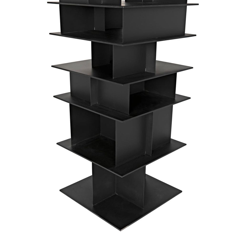 Additional view of Pisa Shelf in black, featuring matte finish and multiple open shelving tiers.
