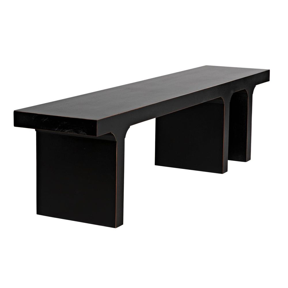 Alternate view of Kir Bench, featuring matte finish, wood, and long bench seating.