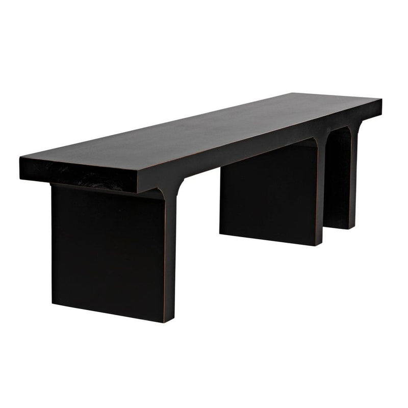 Alternate view of Kir Bench, featuring matte finish, wood, and long bench seating.