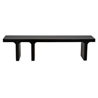 Kir Bench, shown in black with wood and long bench seating.