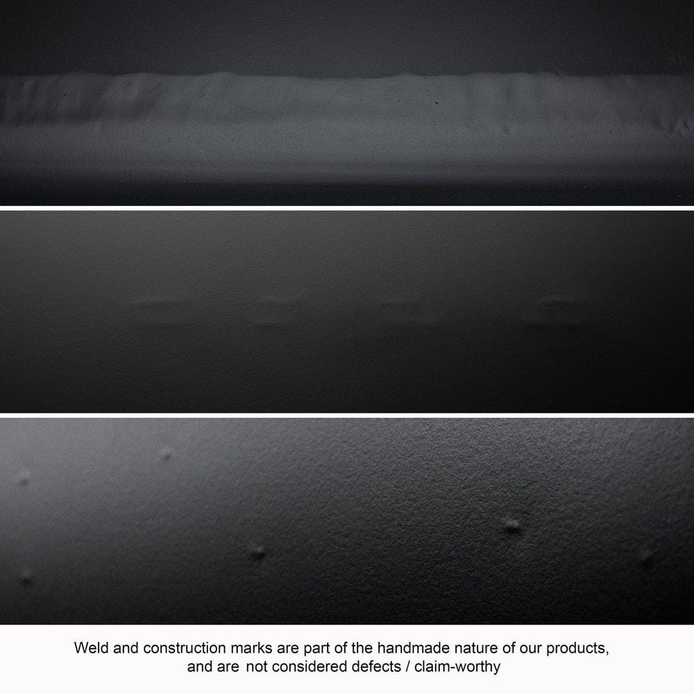 Alternate view of Jabali Bench, featuring matte finish, metal, and integrated continuous bent-metal legs.