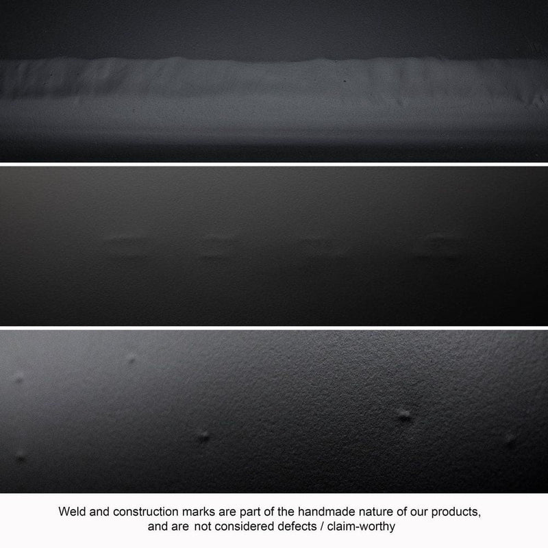 Alternate view of Jabali Bench, featuring matte finish, metal, and integrated continuous bent-metal legs.